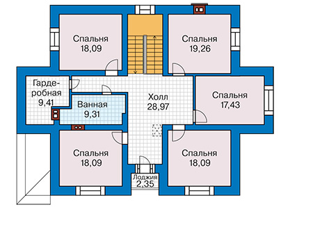 Планировка второго этажа :: Проект дома из кирпича 41-48