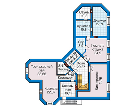 Планировка цокольного этажа :: Проект дома из кирпича 41-57