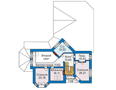 Планировка мансардного этажа :: Проект дома из кирпича 41-57