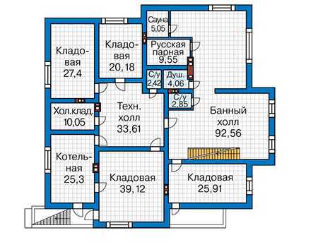 Планировка цокольного этажа :: Проект дома из кирпича 41-60