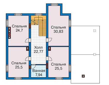 Планировка второго этажа :: Проект дома из кирпича 41-64