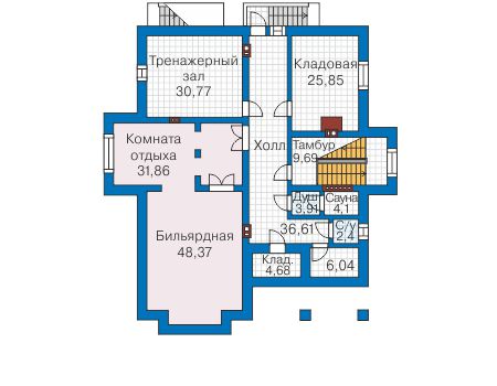 Планировка цокольного этажа :: Проект дома из кирпича 41-85