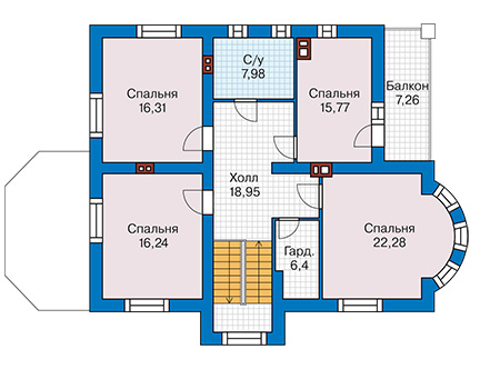 Планировка второго этажа :: Проект дома из кирпича 41-90