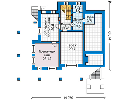 Планировка цокольного этажа :: Проект дома из кирпича 42-18