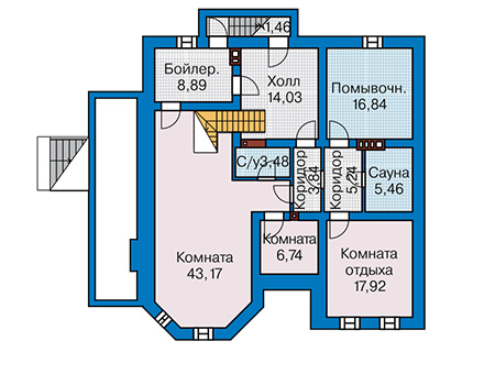 Планировка цокольного этажа :: Проект дома из кирпича 42-35