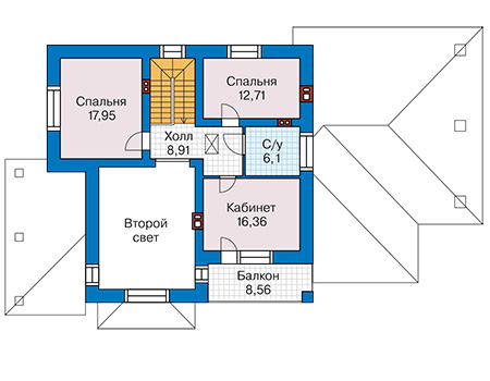 Планировка второго этажа :: Проект дома из кирпича 42-54