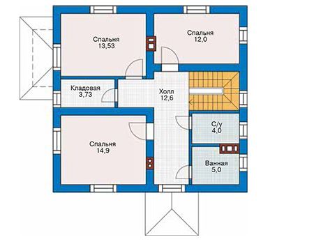 Планировка второго этажа :: Проект дома из кирпича 42-71