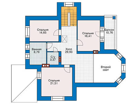 Планировка мансардного этажа :: Проект дома из кирпича 42-85