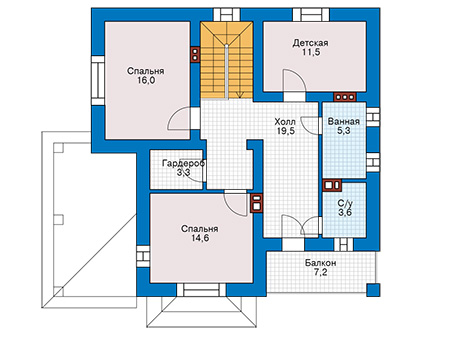 Планировка второго этажа :: Проект дома из кирпича 43-10