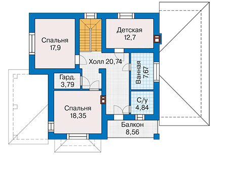 Планировка второго этажа :: Проект дома из кирпича 43-18