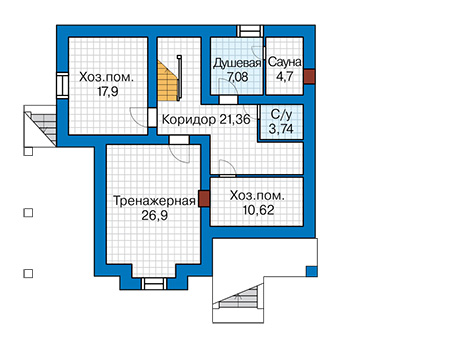 Планировка цокольного этажа :: Проект дома из кирпича 43-18
