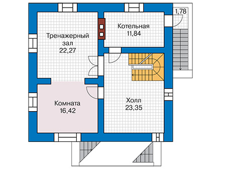 Планировка цокольного этажа :: Проект дома из кирпича 43-20