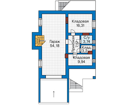 Планировка цокольного этажа :: Проект дома из кирпича 43-46