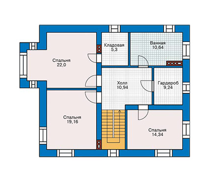 Планировка второго этажа :: Проект дома из кирпича 43-48