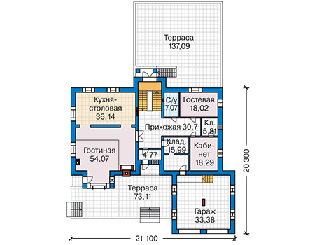 Планировка первого этажа :: Проект дома из кирпича 43-50