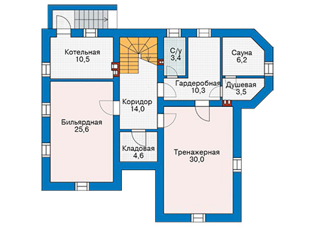 Планировка цокольного этажа :: Проект дома из кирпича 43-51