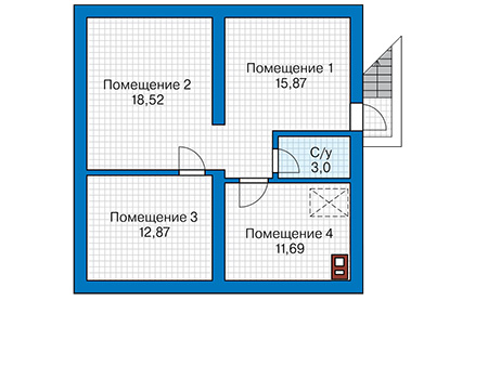 Планировка цокольного этажа :: Проект дома из кирпича 43-76