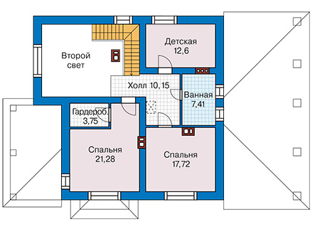 Планировка второго этажа :: Проект дома из кирпича 44-24