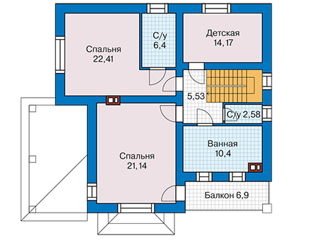 Планировка второго этажа :: Проект дома из кирпича 44-25