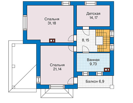 Планировка второго этажа :: Проект дома из кирпича 44-28