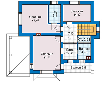 Планировка второго этажа :: Проект дома из кирпича 44-30