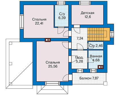 Планировка второго этажа :: Проект дома из кирпича 44-31
