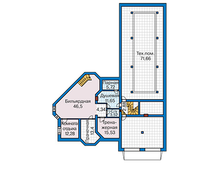 Планировка цокольного этажа :: Проект дома из кирпича 44-33
