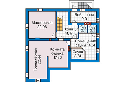 Планировка цокольного этажа :: Проект дома из кирпича 44-41