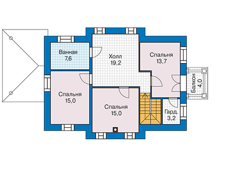 Планировка второго этажа :: Проект дома из кирпича 44-48