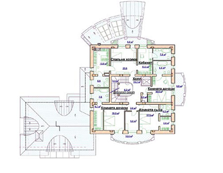 Планировка второго этажа :: Проект дома из кирпича 44-52