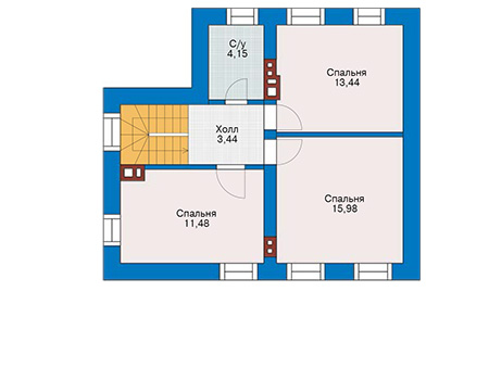 Планировка мансардного этажа :: Проект дома из кирпича 45-05
