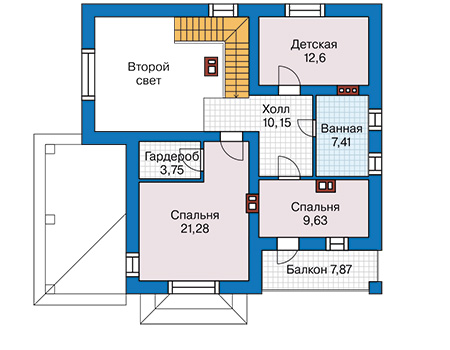 Планировка второго этажа :: Проект дома из кирпича 45-22