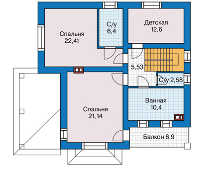 Планировка второго этажа :: Проект дома из кирпича 45-24