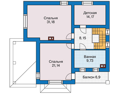 Планировка второго этажа :: Проект дома из кирпича 45-28