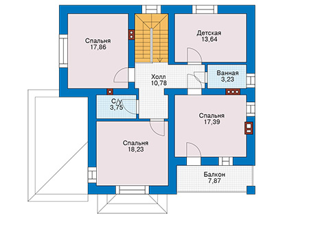 Планировка второго этажа :: Проект дома из кирпича 45-29