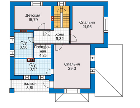 Планировка второго этажа :: Проект дома из кирпича 45-35