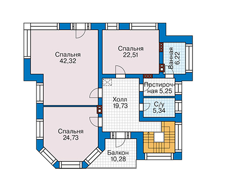 Планировка второго этажа :: Проект дома из кирпича 45-54