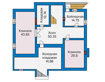 Планировка цокольного этажа :: Проект дома из кирпича 45-60