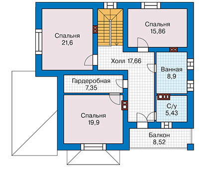 Планировка второго этажа :: Проект дома из кирпича 45-61