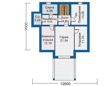 Планировка цокольного этажа :: Проект дома из газобетона 50-04