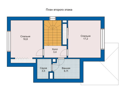 Планировка второго этажа :: Проект дома из газобетона 51-50