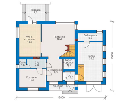 Планировка первого этажа :: Проект дома из газобетона 51-59