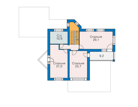 Планировка второго этажа :: Проект дома из газобетона 52-20