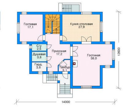 Планировка первого этажа :: Проект дома из газобетона 52-32