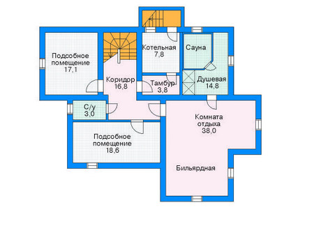 Планировка цокольного этажа :: Проект дома из газобетона 52-32
