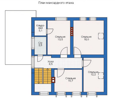 Планировка мансардного этажа :: Проект дома из газобетона 53-21