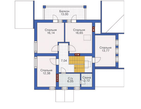 Планировка мансардного этажа :: Проект дома из газобетона 53-41