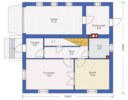 Планировка первого этажа :: Проект дома из газобетона 53-51