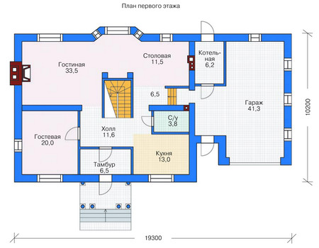Планировка первого этажа :: Проект дома из газобетона 53-59