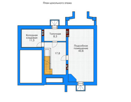 Планировка цокольного этажа :: Проект дома из газобетона 53-73